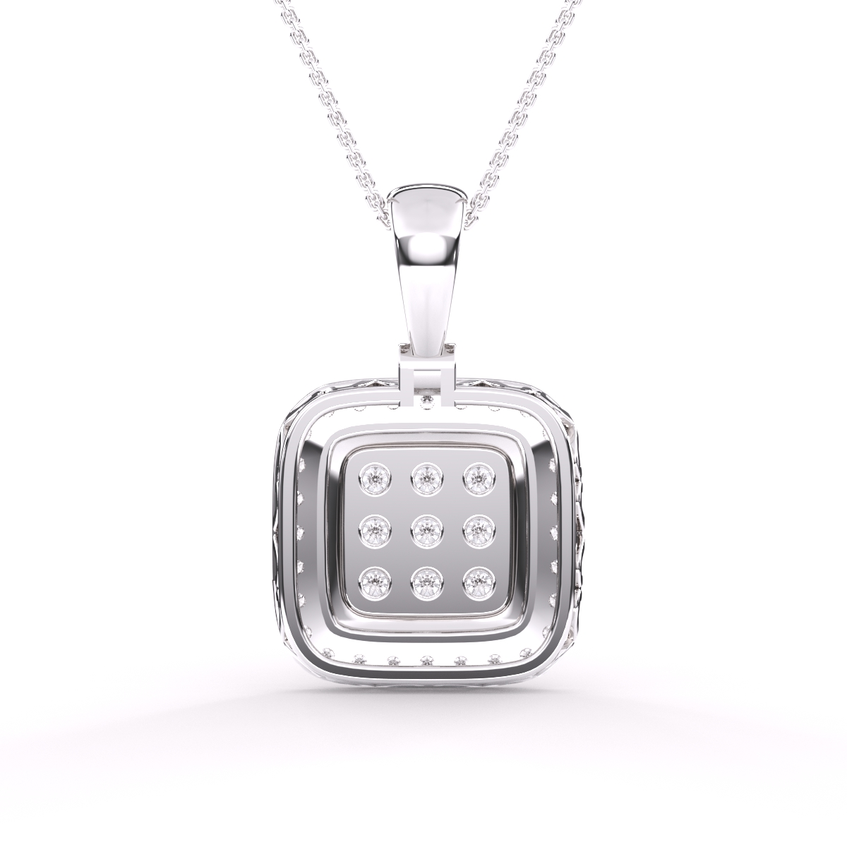Diamond Cluster Cushion Shape Pendant